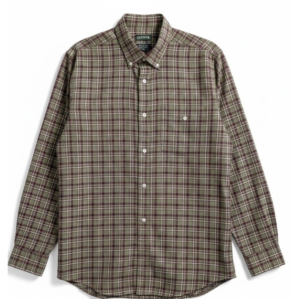 Orvis‎ Shirt Mens XXLT Button Down Long Sleeve 1 Chest Pocket Green Plaid